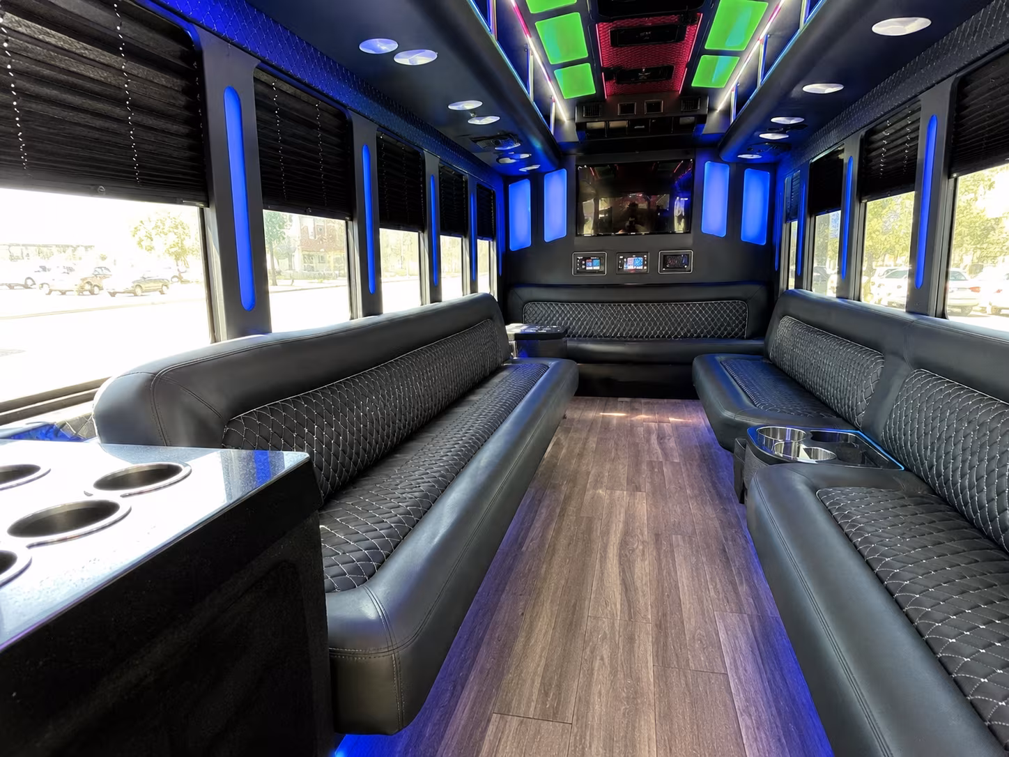 sunnyvale 15 passenger party bus inside