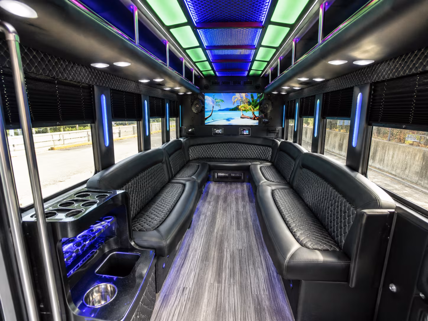 sunnyvale 18 passenger party bus inside